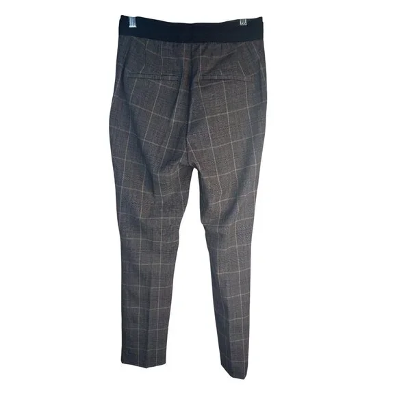 ZARA Small Plaid Small Slim Fit Trousers Gray Check Pattern - Picture 10 of 14